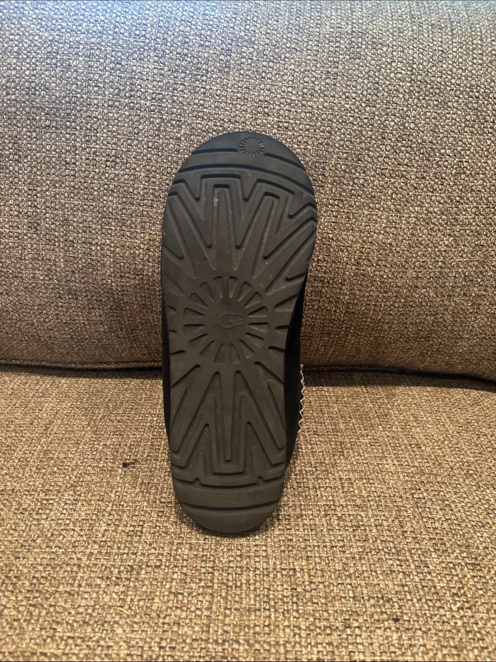 UGG Black Suede Slip-On Clog with Contrast Stitching